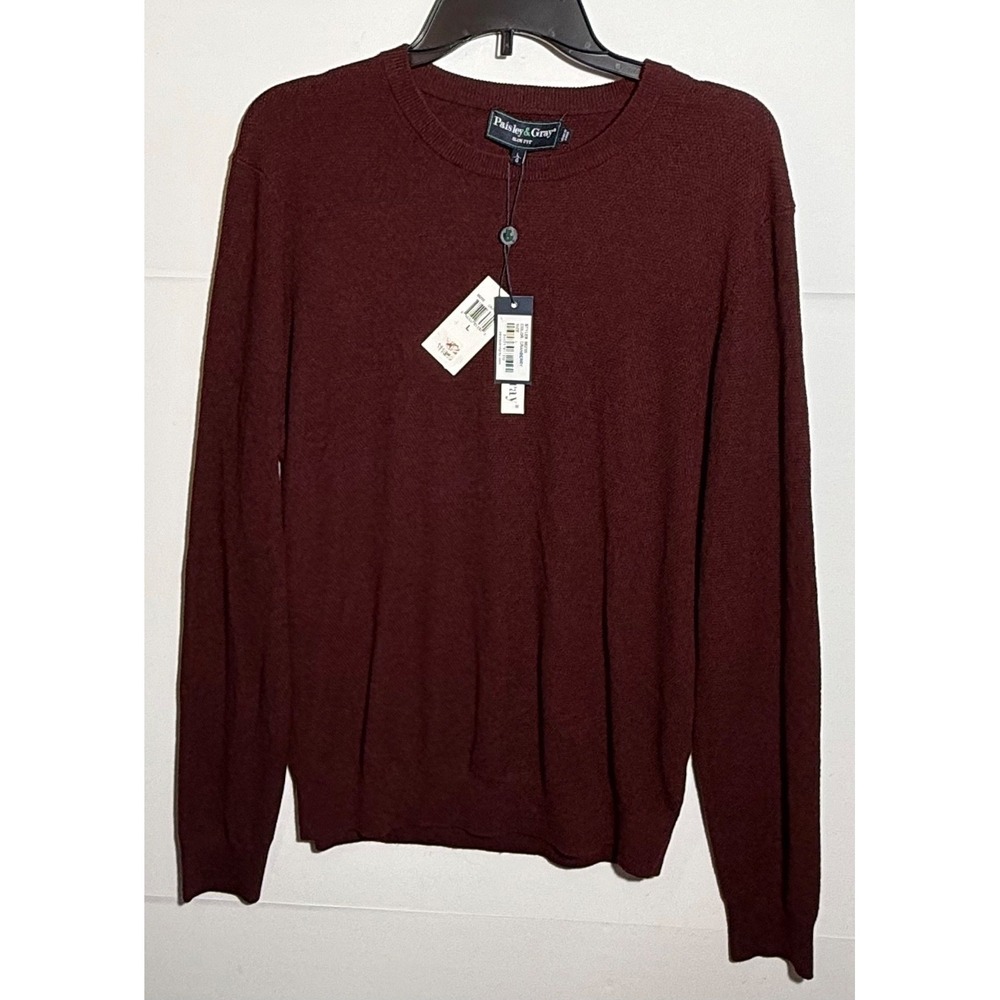 Paisley & Gray Diamond Knit Crew Neck Slim Fit Men's Sweater Cranberry size L - Picture 7 of 9